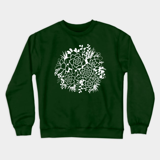 Bunch of Succulents - White Crewneck Sweatshirt by Abbilaura